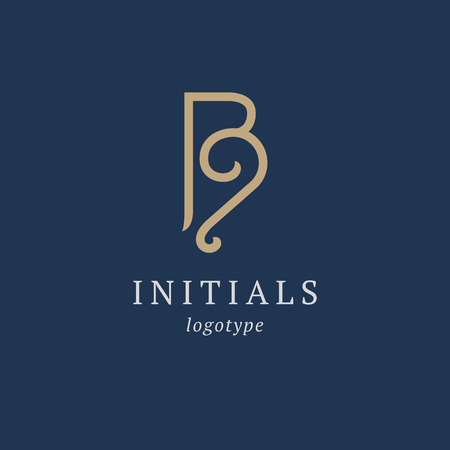 Letter B vector logo. Vintage Insignia and Logotype. Business sign, identity, label, badge initials. Monogram design elements, graceful template. Calligraphic elegant logo designのイラスト素材