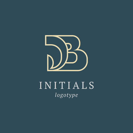 Letter B vector logo. Vintage Insignia and Logotype. Business sign, identity, label, badge initials. Monogram design elements, graceful template. Calligraphic elegant logo designのイラスト素材