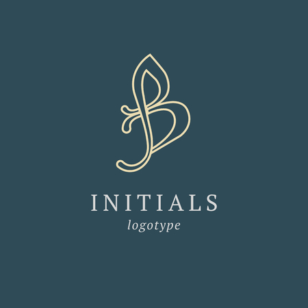 Letter B vector logo. Vintage Insignia and Logotype. Business sign, identity, label, badge initials. Monogram design elements, graceful template. Calligraphic elegant logo designのイラスト素材