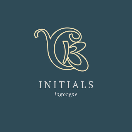 Letter B vector logo. Vintage Insignia and Logotype. Business sign, identity, label, badge initials. Monogram design elements, graceful template. Calligraphic elegant logo designのイラスト素材