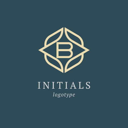 Letter B vector logo. Vintage Insignia and Logotype. Business sign, identity, label, badge initials. Monogram design elements, graceful template. Calligraphic elegant logo designのイラスト素材