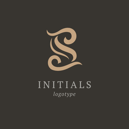 Letter S vector logo. Vintage Insignia and Logotype. Business sign, identity, label, badge initials. Monogram design elements, graceful template. Calligraphic elegant logo designのイラスト素材