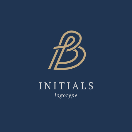 Letter B vector logo. Vintage Insignia and Logotype. Business sign, identity, label, badge initials. Monogram design elements, graceful template. Calligraphic elegant logo designのイラスト素材