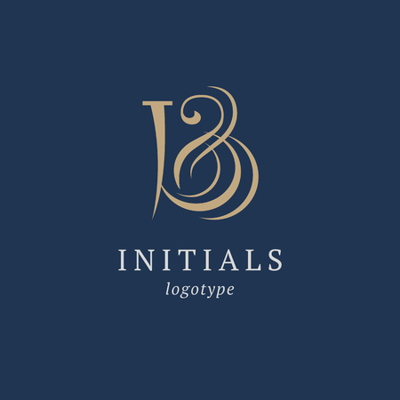 Letter B vector logo. Vintage Insignia and Logotype. Business sign, identity, label, badge initials. Monogram design elements, graceful template. Calligraphic elegant logo designのイラスト素材