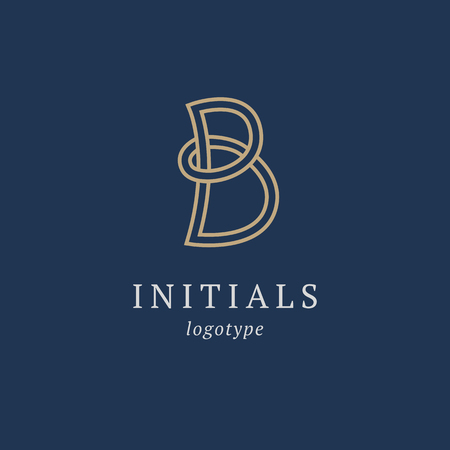 Letter B vector logo. Vintage Insignia and Logotype. Business sign, identity, label, badge initials. Monogram design elements, graceful template. Calligraphic elegant logo designのイラスト素材