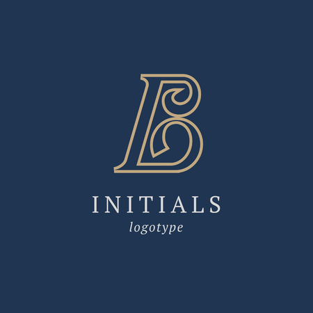 Letter B vector logo. Vintage Insignia and Logotype. Business sign, identity, label, badge initials. Monogram design elements, graceful template. Calligraphic elegant logo designのイラスト素材