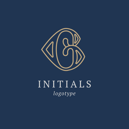 Letter B vector logo. Vintage Insignia and Logotype. Business sign, identity, label, badge initials. Monogram design elements, graceful template. Calligraphic elegant logo designのイラスト素材
