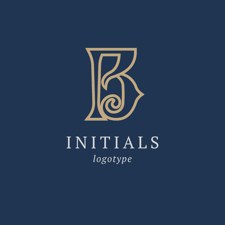 Letter B vector logo. Vintage Insignia and Logotype. Business sign, identity, label, badge initials. Monogram design elements, graceful template. Calligraphic elegant logo designのイラスト素材