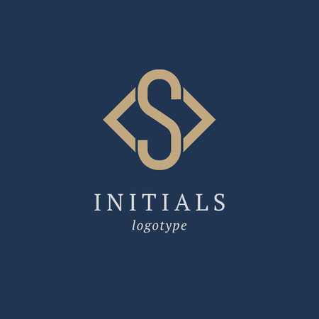 Letter S vector logo. Vintage Insignia and Logotype. Business sign, identity, label, badge initials. Monogram design elements, graceful template. Calligraphic elegant logo designのイラスト素材