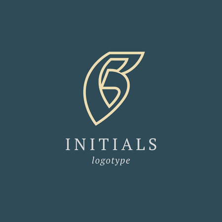 Letter B vector logo. Vintage Insignia and Logotype. Business sign, identity, label, badge initials. Monogram design elements, graceful template. Calligraphic elegant logo designのイラスト素材