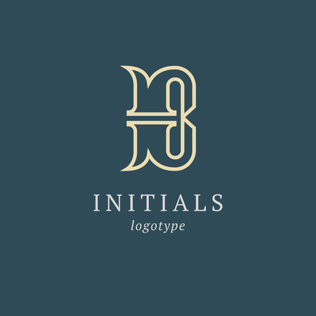 Letter B vector logo. Vintage Insignia and Logotype. Business sign, identity, label, badge initials. Monogram design elements, graceful template. Calligraphic elegant logo designのイラスト素材