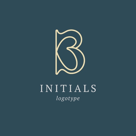 Letter B vector logo. Vintage Insignia and Logotype. Business sign, identity, label, badge initials. Monogram design elements, graceful template. Calligraphic elegant logo designのイラスト素材