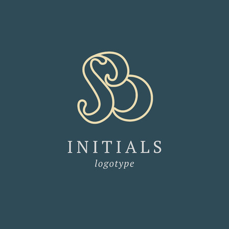 Letter B vector logo. Vintage Insignia and Logotype. Business sign, identity, label, badge initials. Monogram design elements, graceful template. Calligraphic elegant logo designのイラスト素材