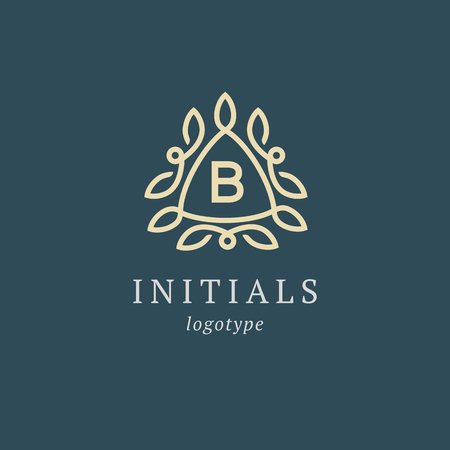 Letter B vector logo. Vintage Insignia and Logotype. Business sign, identity, label, badge initials. Monogram design elements, graceful template. Calligraphic elegant logo designのイラスト素材