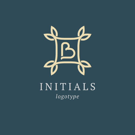 Letter B vector logo. Vintage Insignia and Logotype. Business sign, identity, label, badge initials. Monogram design elements, graceful template. Calligraphic elegant logo designのイラスト素材