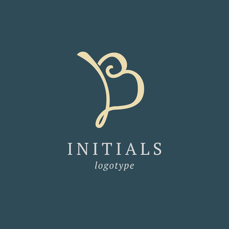 Letter B vector logo. Vintage Insignia and Logotype. Business sign, identity, label, badge initials. Monogram design elements, graceful template. Calligraphic elegant logo designのイラスト素材