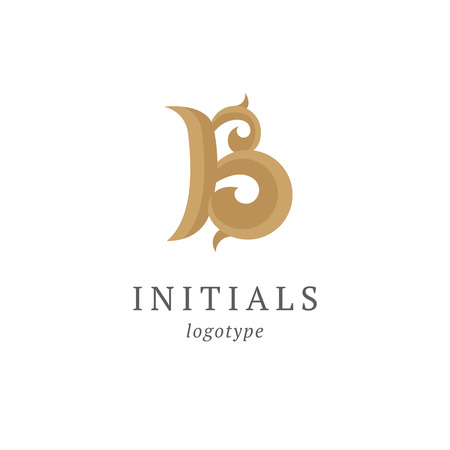 Letter B vector logo. Vintage Insignia and Logotype. Business sign, identity, label, badge initials. Monogram design elements, graceful template. Calligraphic elegant logo designのイラスト素材