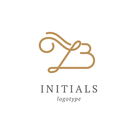 Letter B vector logo. Vintage Insignia and Logotype. Business sign, identity, label, badge initials. Monogram design elements, graceful template. Calligraphic elegant logo designのイラスト素材