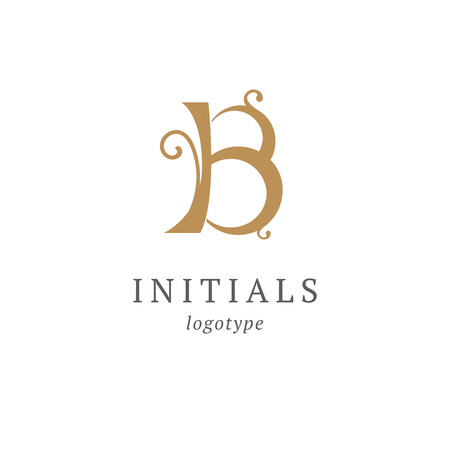 Letter B vector logo. Vintage Insignia and Logotype. Business sign, identity, label, badge initials. Monogram design elements, graceful template. Calligraphic elegant logo designのイラスト素材