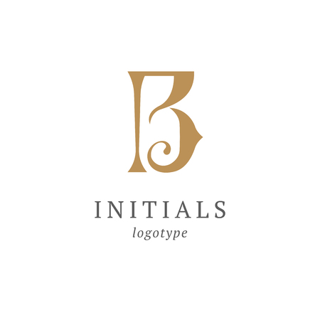 Letter B vector logo. Vintage Insignia and Logotype. Business sign, identity, label, badge initials. Monogram design elements, graceful template. Calligraphic elegant logo designのイラスト素材