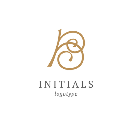 Letter B vector logo. Vintage Insignia and Logotype. Business sign, identity, label, badge initials. Monogram design elements, graceful template. Calligraphic elegant logo designのイラスト素材