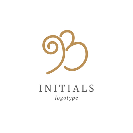 Letter B vector logo. Vintage Insignia and Logotype. Business sign, identity, label, badge initials. Monogram design elements, graceful template. Calligraphic elegant logo designのイラスト素材