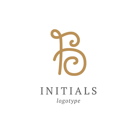 Letter B vector logo. Vintage Insignia and Logotype. Business sign, identity, label, badge initials. Monogram design elements, graceful template. Calligraphic elegant logo designのイラスト素材