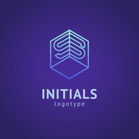Monogram design elements, graceful template. Minimalistic logo design. S logo line art monogram. Letter S on a dark background. Letter S vector logo. Business sign, identity, label, badgeのイラスト素材