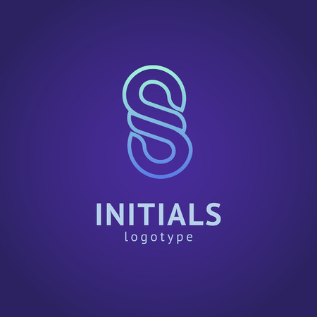 Monogram design elements, graceful template. Minimalistic logo design. S logo line art monogram. Letter S on a dark background. Letter S vector logo. Business sign, identity, label, badgeのイラスト素材