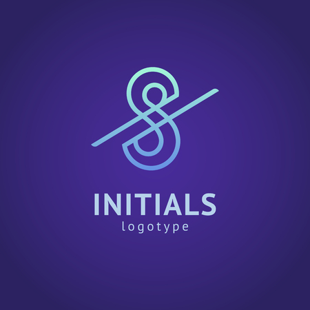 Monogram design elements, graceful template. Minimalistic logo design. S logo line art monogram. Letter S on a dark background. Letter S vector logo. Business sign, identity, label, badgeのイラスト素材