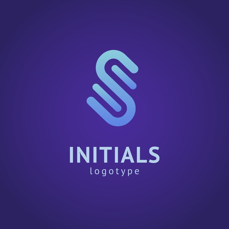 Monogram design elements, graceful template. Minimalistic logo design. S logo line art monogram. Letter S on a dark background. Letter S vector logo. Business sign, identity, label, badgeのイラスト素材
