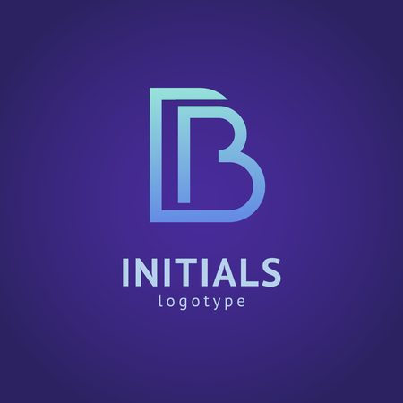 Monogram design elements, graceful template. Minimalistic logo design. B logo line art monogram. Letter B on a dark background. Letter B vector logo. Business sign, identity, label, badgeのイラスト素材
