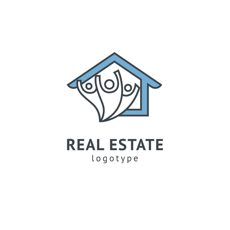 Abstract real estate agent logo icon vector design. Rent, sale of real estate vector logo, House cleaning, home security, real estate auction. Vector building logo conceptのイラスト素材