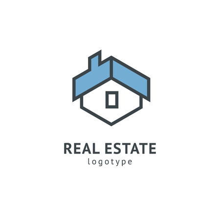 Abstract real estate agent logo icon vector design. Rent, sale of real estate vector logo, House cleaning, home security, real estate auction. Vector building logo conceptのイラスト素材