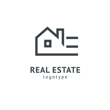 Abstract real estate agent logo icon vector design. Rent, sale of real estate vector logo, House cleaning, home security, real estate auction. Vector building logo conceptのイラスト素材