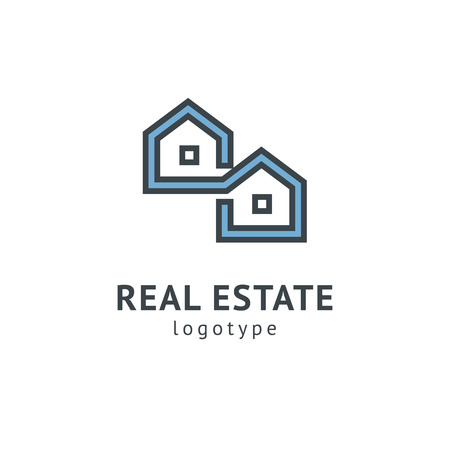 Abstract real estate agent logo icon vector design. Rent, sale of real estate vector logo, House cleaning, home security, real estate auction. Vector building logo conceptのイラスト素材