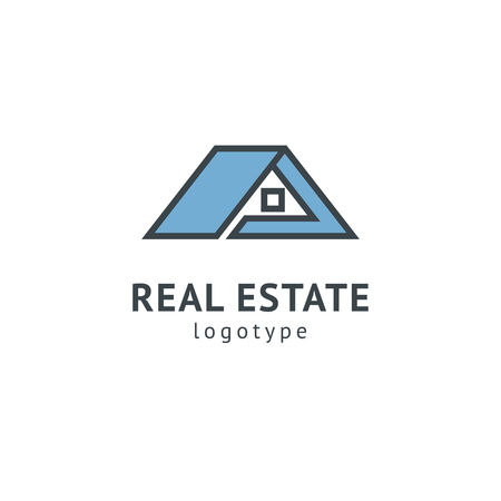Abstract real estate agent logo icon vector design. Rent, sale of real estate vector logo, House cleaning, home security, real estate auction. Vector building logo conceptのイラスト素材