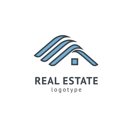 Abstract real estate agent logo icon vector design. Rent, sale of real estate vector logo, House cleaning, home security, real estate auction. Vector building logo conceptのイラスト素材