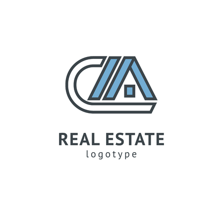 Abstract real estate agent logo icon vector design. Rent, sale of real estate vector logo, House cleaning, home security, real estate auction. Vector building logo conceptのイラスト素材