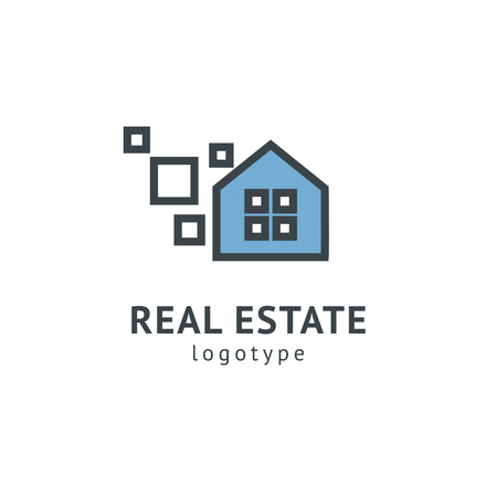 Abstract real estate agent logo icon vector design. Rent, sale of real estate vector logo, House cleaning, home security, real estate auction. Vector building logo conceptのイラスト素材
