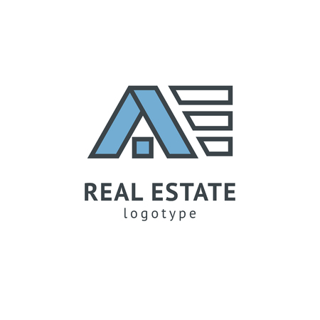 Abstract real estate agent logo icon vector design. Rent, sale of real estate vector logo, House cleaning, home security, real estate auction. Vector building logo conceptのイラスト素材