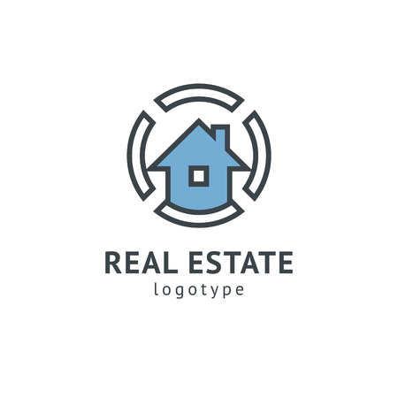Abstract real estate agent logo icon vector design. Rent, sale of real estate vector logo, House cleaning, home security, real estate auction. Vector building logo conceptのイラスト素材