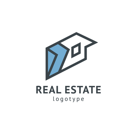Abstract real estate agent logo icon vector design. Rent, sale of real estate vector logo, House cleaning, home security, real estate auction. Vector building logo conceptのイラスト素材