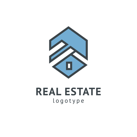 Abstract real estate agent logo icon vector design. Rent, sale of real estate vector logo, House cleaning, home security, real estate auction. Vector building logo conceptのイラスト素材