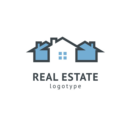 Abstract real estate agent logo icon vector design. Rent, sale of real estate vector logo, House cleaning, home security, real estate auction. Vector building logo conceptのイラスト素材