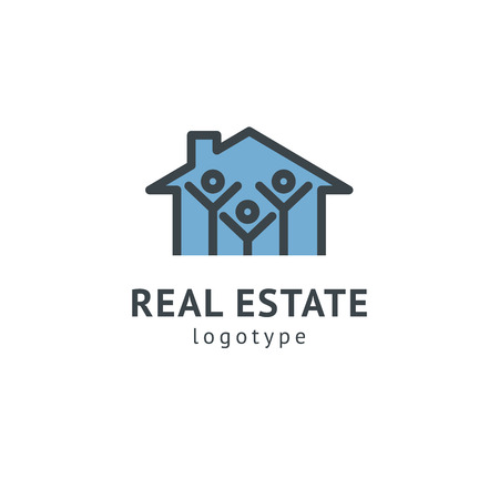 Abstract real estate agent logo icon vector design. Rent, sale of real estate vector logo, House cleaning, home security, real estate auction. Vector building logo conceptのイラスト素材