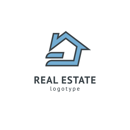 Abstract real estate agent logo icon vector design. Rent, sale of real estate vector logo, House cleaning, home security, real estate auction. Vector building logo conceptのイラスト素材