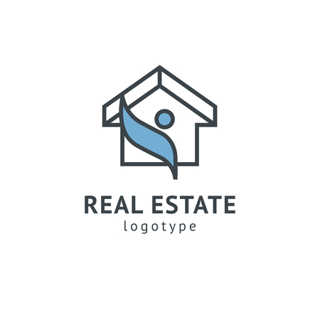 Abstract real estate agent logo icon vector design. Rent, sale of real estate vector logo, House cleaning, home security, real estate auction. Vector building logo conceptのイラスト素材