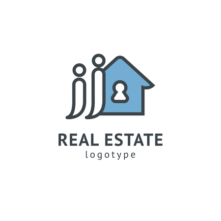 Abstract real estate agent logo icon vector design. Rent, sale of real estate vector logo, House cleaning, home security, real estate auction. Vector building logo conceptのイラスト素材
