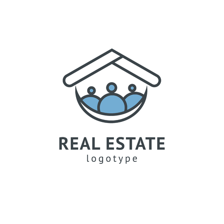 Abstract real estate agent logo icon vector design. Rent, sale of real estate vector logo, House cleaning, home security, real estate auction. Vector building logo conceptのイラスト素材